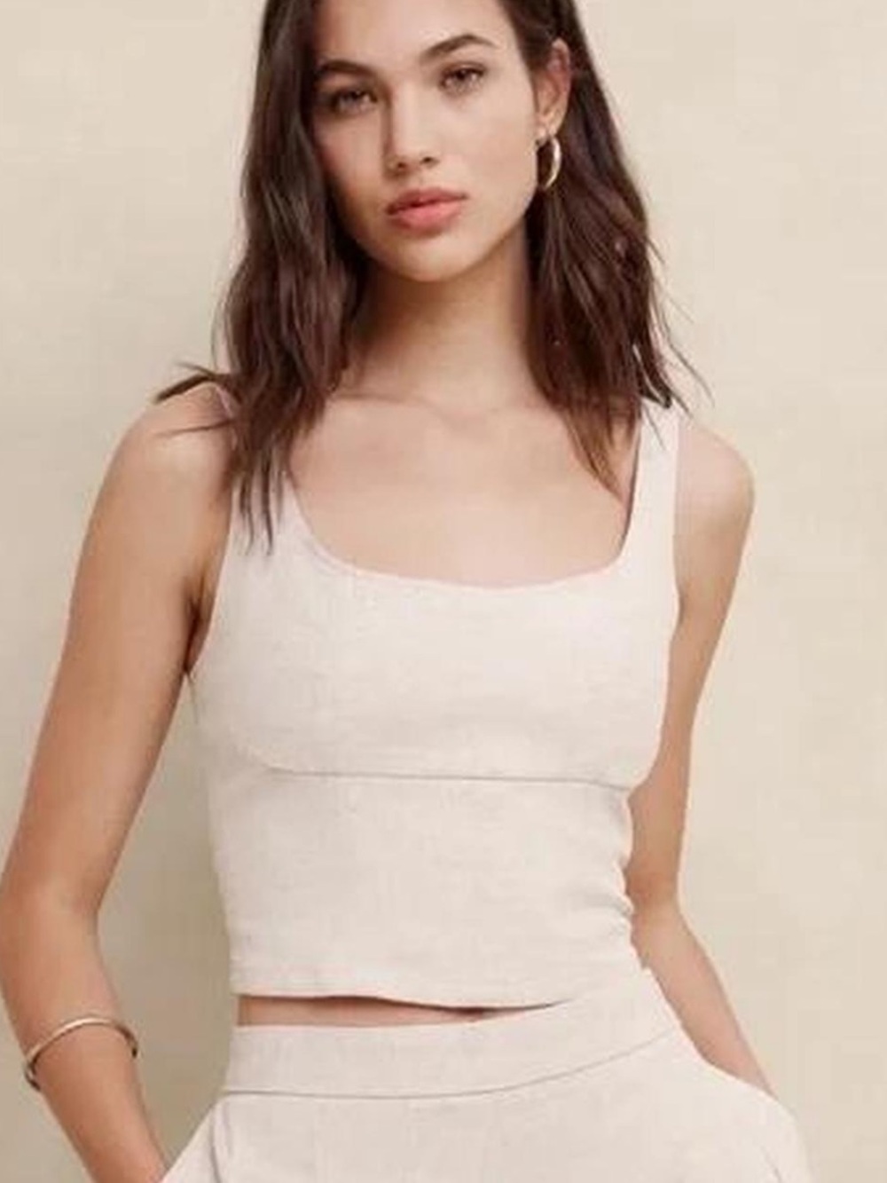 Banana Republic Neutral Cream Square-Neck Tank